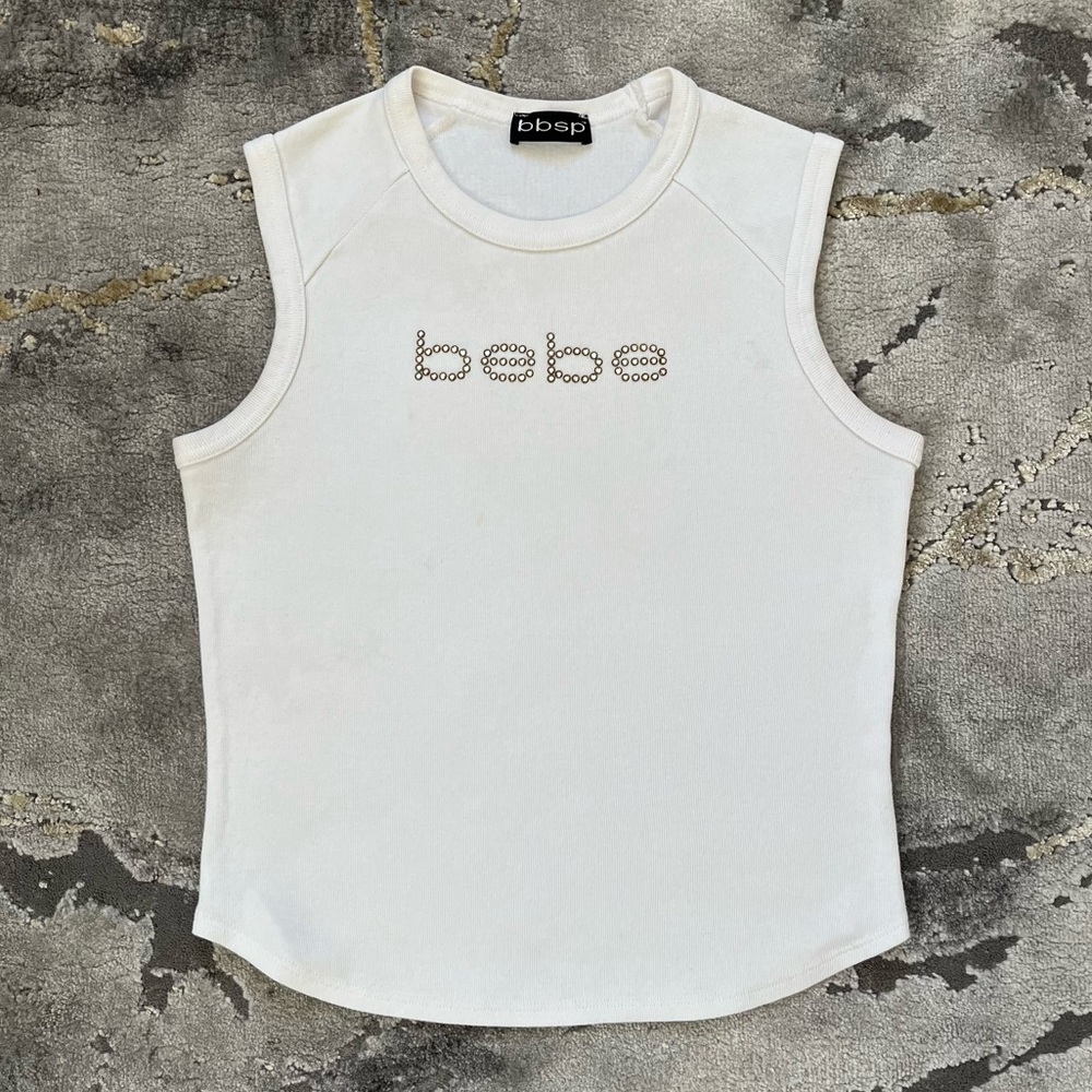 Rare vintage Bebe Sport y2k white muscle tee tank top 🤍